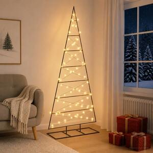 Metalna božićna jelka KUOPIO 180 cm Topla bijela - 180 cm Crna s LED svjetlima