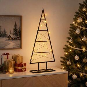 Metalna božićna jelka KUOPIO 60 cm Topla bijela - 60 cm Crna s LED svjetlima