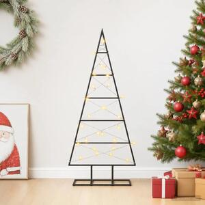 Metalna božićna jelka KUOPIO 90 cm Topla bijela - 90 cm Crna s LED svjetlima