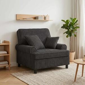 XL fotelja s jastucima Tamnosiva Tkanina od 1 5 linija - Tamnosiva 60 cm