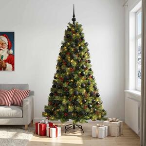 Umjetno božićno drvce s kuglicom 210 cm 300 LED lampica - 210 cm s LED-ima i crnim lopticama