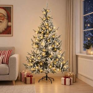 Umjetno božićno drvce s nogom 120 cm 150 LED lampica - Zelena i bijela 120 cm s LED svjetlima