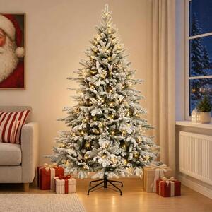 Umjetno božićno drvce s nogom 120 cm 150 LED lampica - Zelena i bijela 120 cm s LED svjetlima