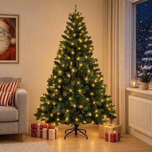 Umjetno božićno drvce s nogom 120 cm 150 LED lampica - Zelena 120 cm s LED svjetlima