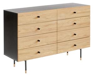 Crna/u prirodnoj boji niska komoda u dekoru hrasta 130x87 cm Jugend – Woodman