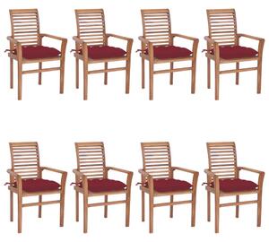VidaXL Blagovaonske stolice s jastucima boje vina 8 kom od tikovine