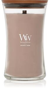 Woodwick Opulent Wood Patchouli Creme mirisna svijeća s drvenim fitiljem 609.5 g