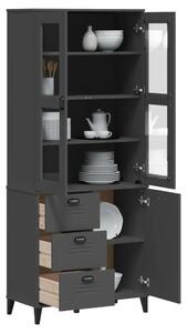 Visoka komoda VIKEN antracit siva 80x40x190 cm masivna borovina - Antracit siva