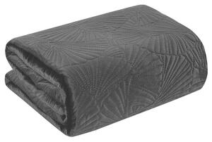 Crni prekrivač od finog baršuna s printom lišća gingka Širina: 220 cm | Duljina: 240 cm