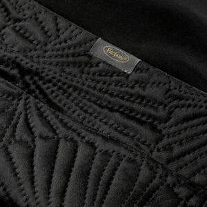 Crni prekrivač od finog baršuna s printom lišća gingka Širina: 220 cm | Duljina: 240 cm