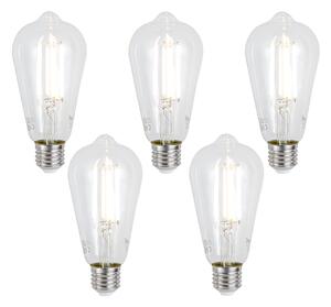 Set od 5 pametnih E27 prigušivih LED žarulja ST64 prozirne 7W 806 lm 2700-6500K Zigbee