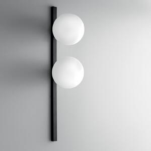 Luce Ambiente Design Zidna lampa Enoire, visina 60 cm, crna, metal i staklo, s dvije svjetiljke, prigušiva, Crno, Dnevni boravak/blagovaonica, Metal
