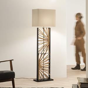 Luce Ambiente Design Podna lampa ETERNAL, crna/drvo/bijela, visina 165 cm, drvo/tkanina, Drvo, Dnevni boravak/blagovaonica, Drvo