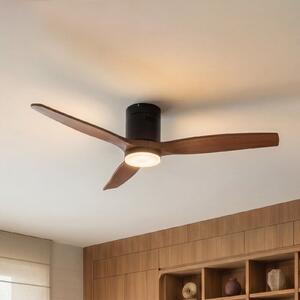 Lucande Brinia LED stropni ventilator, Ø 132 cm, drvo, CCT, Drvo, Dnevni boravak/blagovaonica, Drvo