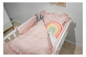 Ružičasta dječja lanena zaštita za krevetić BELLAMY Dusty Pink, 23,5 x 198 cm