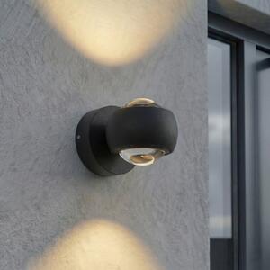 Lindby Focra LED vanjski zidni reflektor, crni, 2 svjetla, CCT, IP54, Crno, Metal