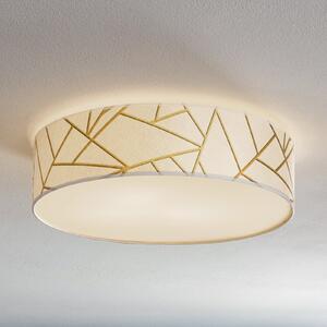 Eko-Light Stropna svjetiljka Zulu bijelo/zlatna okrugla, prigušiva, Zlato / mjed, Dnevni boravak/blagovaonica, Tkanina / tekstil