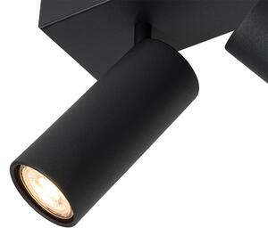 Moderni stropni reflektor crni s 4 svjetla podesiv - Renna