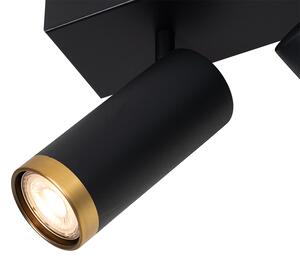 Moderni stropni reflektor crni s brončanim podesivim 4 svjetla - Renna