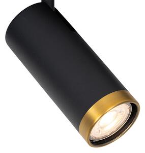 Moderni stropni reflektor crni s brončanim podesivim 2 svjetla - Renna