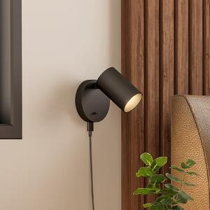 Deko-Light Zidni reflektor CAN TILT, crni, Ø 10 cm, metalni prekidač USB, Crno, Dnevni boravak/blagovaonica, Aluminij, Zid okrugli