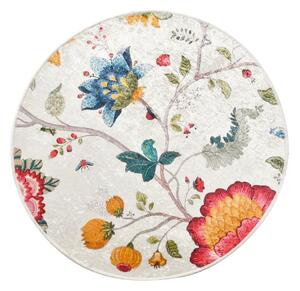 Siva od samta kupaonska prostirka ø 100 cm Vintage Flower – Foutastic