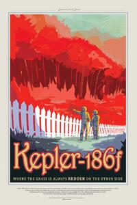 Ilustracija Kepler186f (Planet & Moon Poster) - Space Series (NASA), (26.7 x 40 cm)