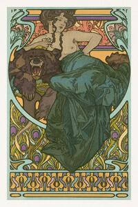 Reprodukcija Lady & Bear (Vintage Art Nouveau Beaitufl Portait) - Alfons / Alphonse Mucha, (26.7 x 40 cm)