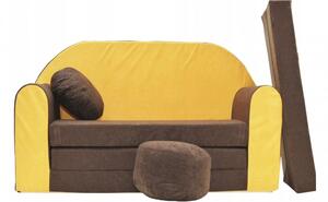 Žuta dječja sofa na rasklapanje 98 x 170 cm