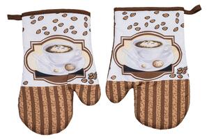 Set od 2 bijelo-smeđe rukavice s magnetom COFFEE CUP