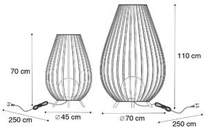 Set podnih lampi crna s opalom 110 cm i 70 cm - Angela