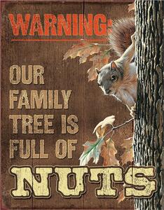 Metalni znak Family Tree - Nuts, (32 x 41 cm)