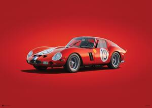 Ferrari 250 GTO - Red - 24h Le Mans - 1962 Reprodukcija umjetnosti, (70 x 50 cm)