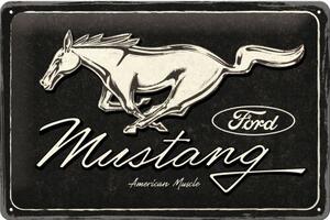 Metalni znak Ford - Mustang - Logo Black, (30 x 20 cm)