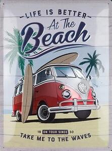 Metalni znak Volkswagen VW - T1 - At the Beach, (30 x 40 cm)