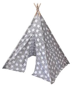 Sivi teepee šator za djecu sa motivom zvijezda 110cm x 140cm
