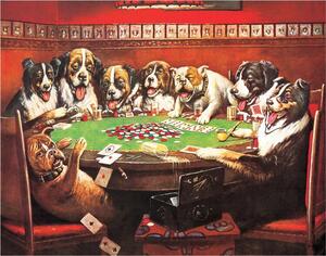 Metalni znak DRUKEN DOGS PLAYING CARDS