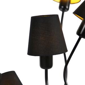Dizajnerska podna svjetiljka crna 5-light sa sjenilom na stezaljku - Wimme