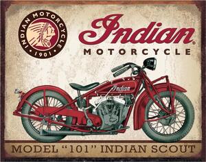 Metalni znak INDIAN MOTORCYCLES - Scout Model 101, (40 x 31.5 cm)