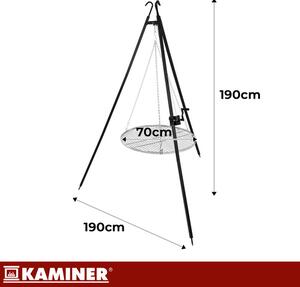 Vrtni roštilj Kaminer Tripod – tronožac s podesivom rešetkom za roštilj 70 cm