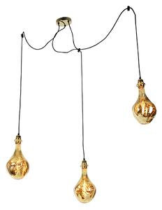Viseća svjetiljka zlatna 3 svjetla uklj. LED jantarna prigušiva - Cava Luxe