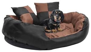 VidaXL Dvostrani perivi jastuk za pse crno-smeđi 85x70x20 cm