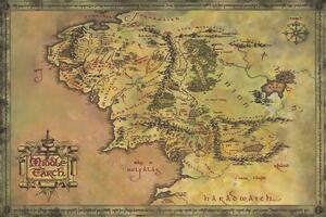 Umjetnički plakat The Lord of the Rings - Middle Earth, (40 x 26.7 cm)