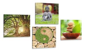 Set slika Feng Shui u zelenom dizajnu