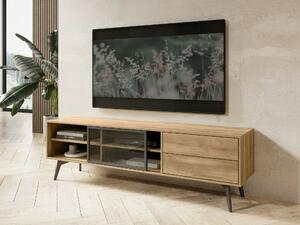 TV stol Lima 128, Crna, Hrast, 54x181x39cm