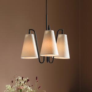 Globen Lighting Lou 3 viseća svjetiljka, bijeli bouclé/crni tkani materijal, prigušiva, Bijela, Dnevni boravak/blagovaonica, Tkanina / tekstil