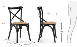 SILEAS drvena stolica crne boje, ratan sjedište