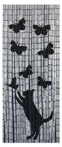 Crno-siva zavjesa za vrata od bambusa 200x90 cm Cat and Butterfly - Maximex