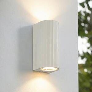 Lindby Aluvo vanjska zidna svjetiljka, bijela, 16 cm, IP65, rebrasta, prigušiva, Bijela, Aluminij