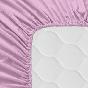 Ružičasta elastična plahta od čistog pamuka, 70 x 140 cm